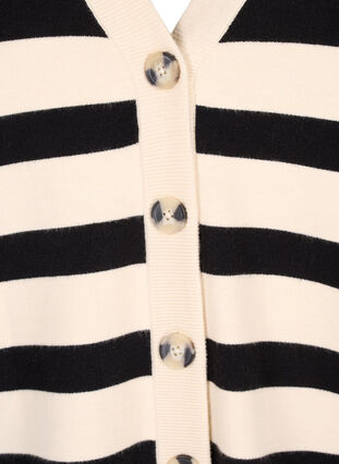 Zizzi Stribet strikcardigan med v-hals, Birch w. Black, Packshot image number 2