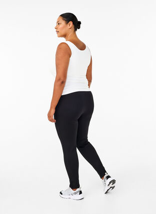 Zizzi Viskose leggings med slids foran, Black, Model image number 1