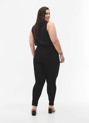 Zizzi Højtaljede Amy jeans med super slim fit, Black, Model image number 1