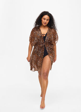 Zizzi Strand kimono med print, Leopard, Model image number 3