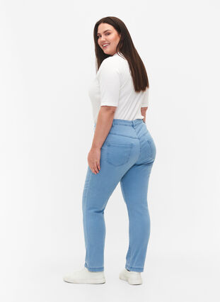 Zizzi Slim fit Emily jeans med normal talje, Ex Lt Blue, Model image number 1