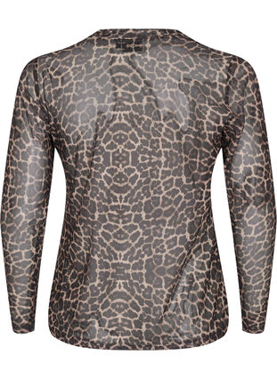 Zizzi Mesh bluse med leopard mønster, LEO AOP, Packshot image number 1