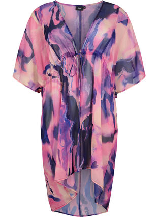 Zizzi Strand kimono med print, Purple Swirl, Packshot image number 0