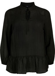 Viskose bluse med peplum, Black