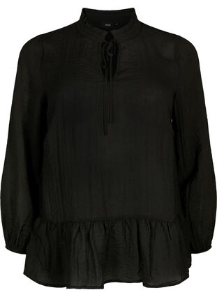 Zizzi Viskose bluse med peplum, Black, Packshot image number 0