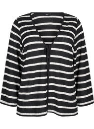 Cardigan med bindebånd, Black White stripe