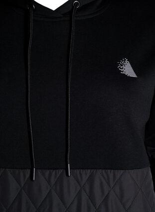 Zizzi Sweatshirt med hætte og quilt, Black, Packshot image number 2