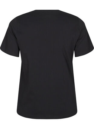 Zizzi T-shirt med rund hals og rhinsten, Black, Packshot image number 1