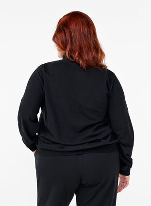 Zizzi Højhalset sweatshirt med lynlås, Black, Model image number 1