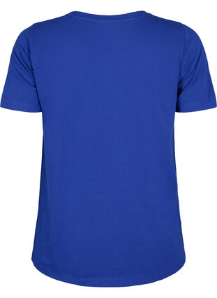 Zizzi Ensfarvet basis t-shirt i bomuld, Sodalite Blue, Packshot image number 1