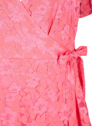 Zizzi Blonde wrapkjole med korte ærmer, Pink Carnation, Packshot image number 2