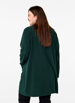 Zizzi FLASH - Lang blazer med lommer, Scarab, Model image number 1