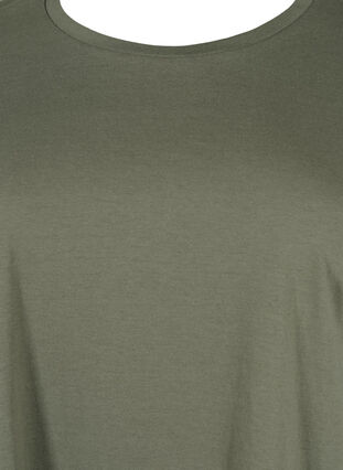 Zizzi Kortærmet t-shirt i bomuldsblanding, Dusty Olive, Packshot image number 2