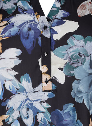 Zizzi Langærmet bluse med blomsterprint, Yellow Flower AOP, Packshot image number 2