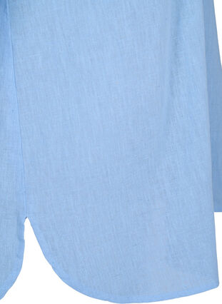Zizzi Skjortebluse med knaplukning i bomuldsmix med hør, Serenity, Packshot image number 3