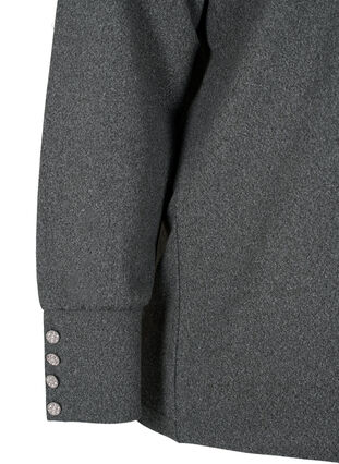 Zizzi Langærmet bluse med bred manchet og knapper, Dark Grey Melange, Packshot image number 3