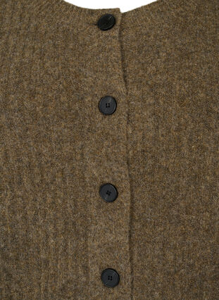 Zizzi Ribstrikket cardigan med knapper, Brown Mel., Packshot image number 2