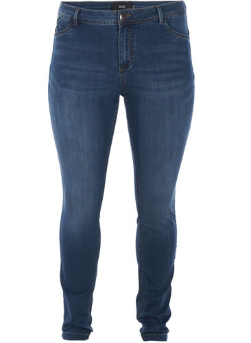 Zizzi Super slim Amy jeans med høj talje, Blue d. washed, Packshot image number 0