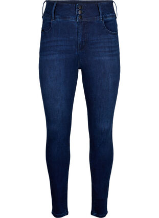 Zizzi Super slim Bea jeans med ekstra høj talje, Dark Blue, Packshot image number 0