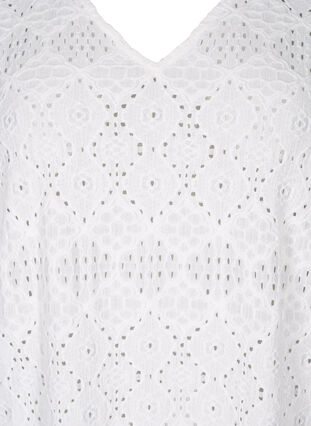 Zizzi Kort kjole med v-hals og hulmønster, Bright White, Packshot image number 2