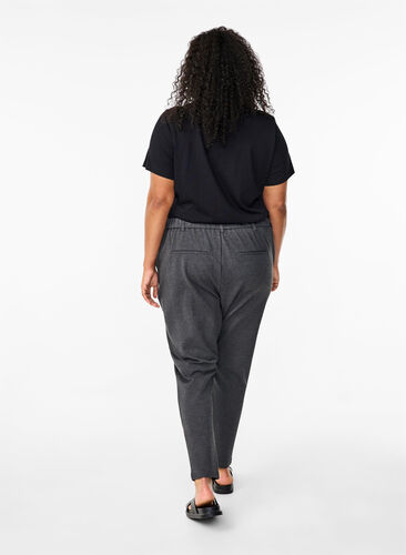 Zizzi Cropped Maddison bukser, Dark Grey Melange, Model image number 1