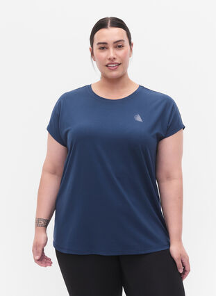 Zizzi Kortærmet trænings t-shirt, Blue Wing Teal, Model image number 0