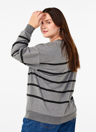 Zizzi Sweatshirt med rund hals, MGM w. Black Stripe, Model image number 1