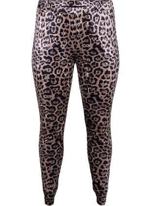 Zizzi Velour leggings med leoprint, Leopard, Packshot image number 0