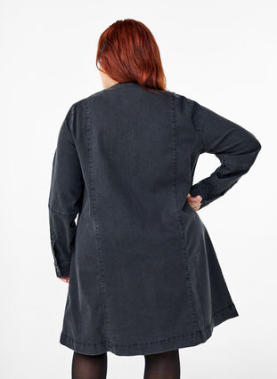 Zizzi A-shape denimkjole med lynlås, Grey Washed, Model image number 1