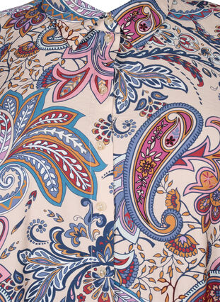 Zizzi Viskose tunika med paisleyprint og 3/4 ærmer, Sand Do. Paisley AOP, Packshot image number 2