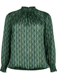 Printet bluse med smock, Scarab AOP