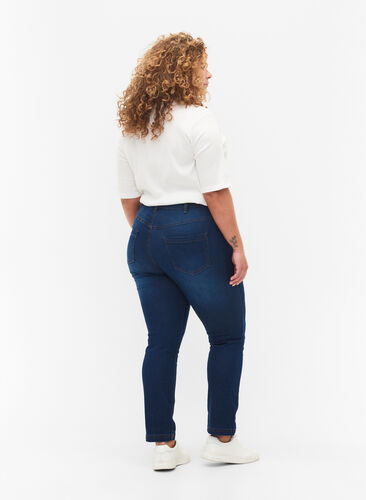 Zizzi Slim fit Emily jeans med normal talje, Blue Denim, Model image number 1