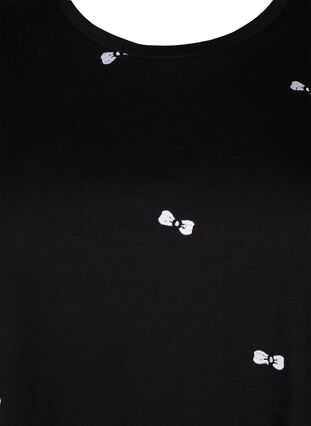 Zizzi T-shirt i økologisk bomuld med sløjfer, Black W. Bow Emb. , Packshot image number 2
