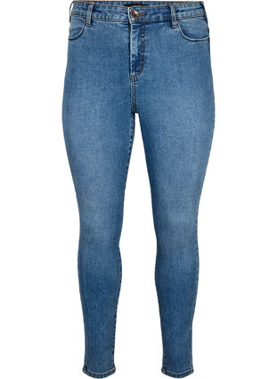 Zizzi Amy jeans med høj talje og super slim fit, Blue denim, Packshot image number 0