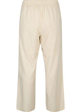 Zizzi Højtaljede bukser i bomuld og hør, Whitecap Gray, Packshot image number 1
