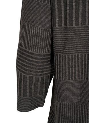 Zizzi Bluse med 3/4 ærmer og stribet mønster, Dark Grey Melange, Packshot image number 3