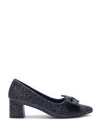 Wide fit - Glitter pump med sløjfe