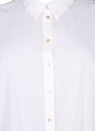 Zizzi Lang skjorte i bomuldsmix med hør , Bright White, Packshot image number 2