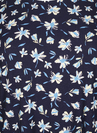 Zizzi Bluse med lange ærmer og blomsterprint, Night Sky AOP, Packshot image number 2