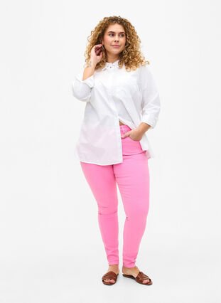 Zizzi Super slim fit Amy jeans med høj talje, Rosebloom, Model image number 0