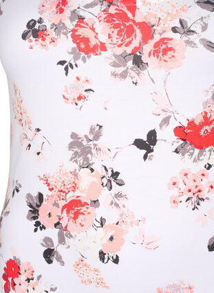 Zizzi Blomstret tanktop i viskose, White AOP flower, Packshot image number 2