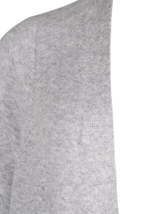 Zizzi Lang strikcardigan med lommer, Light Grey Melange, Packshot image number 2