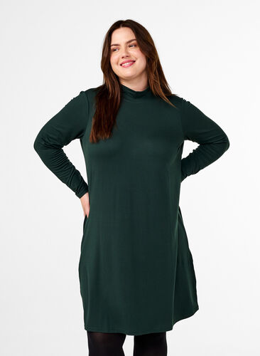 Zizzi FLASH - Langærmet kjole med turtleneck, Scarab, Model image number 0