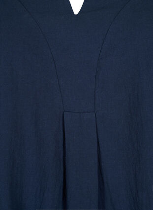 Zizzi FLASH - Bomulds bluse med halvlange ærmer, Navy Blazer, Packshot image number 2