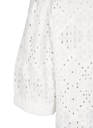 Zizzi Kortærmet bluse med hulmønster, Bright White, Packshot image number 3