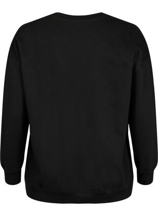 Zizzi Sweatshirt med broderet tekst, Black Copenhagen , Packshot image number 1