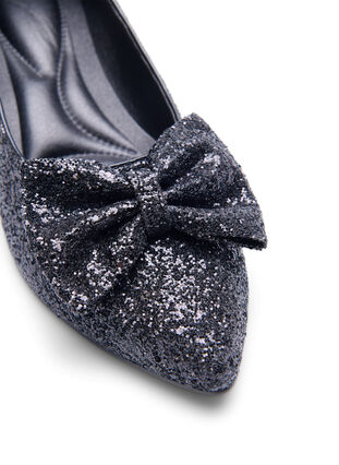 Zizzi Wide fit - Glitter pump med sløjfe, Black, Packshot image number 2