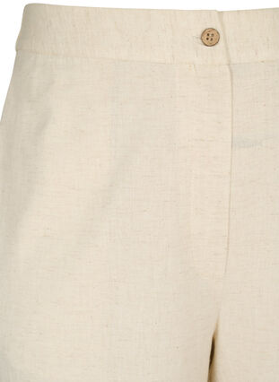 Zizzi Højtaljede bukser i bomuld og hør, Whitecap Gray, Packshot image number 2
