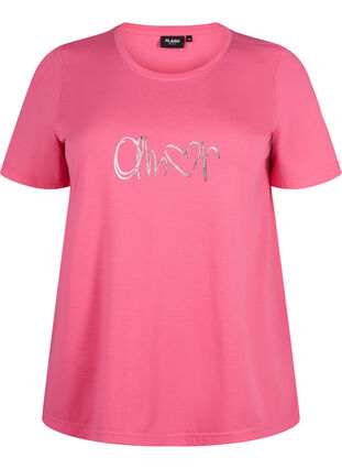 Zizzi FLASH - T-shirt med motiv, Hot Pink Amour, Packshot image number 0