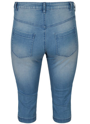 Zizzi Højtaljede Amy capri jeans med super slim fit, Light Blue Denim, Packshot image number 1